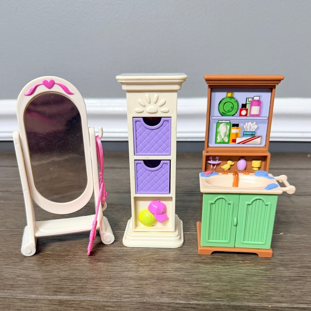 Fisher-Price Loving Family Dollhouse Furniture Set Mirror Dresser Vanity 2002
